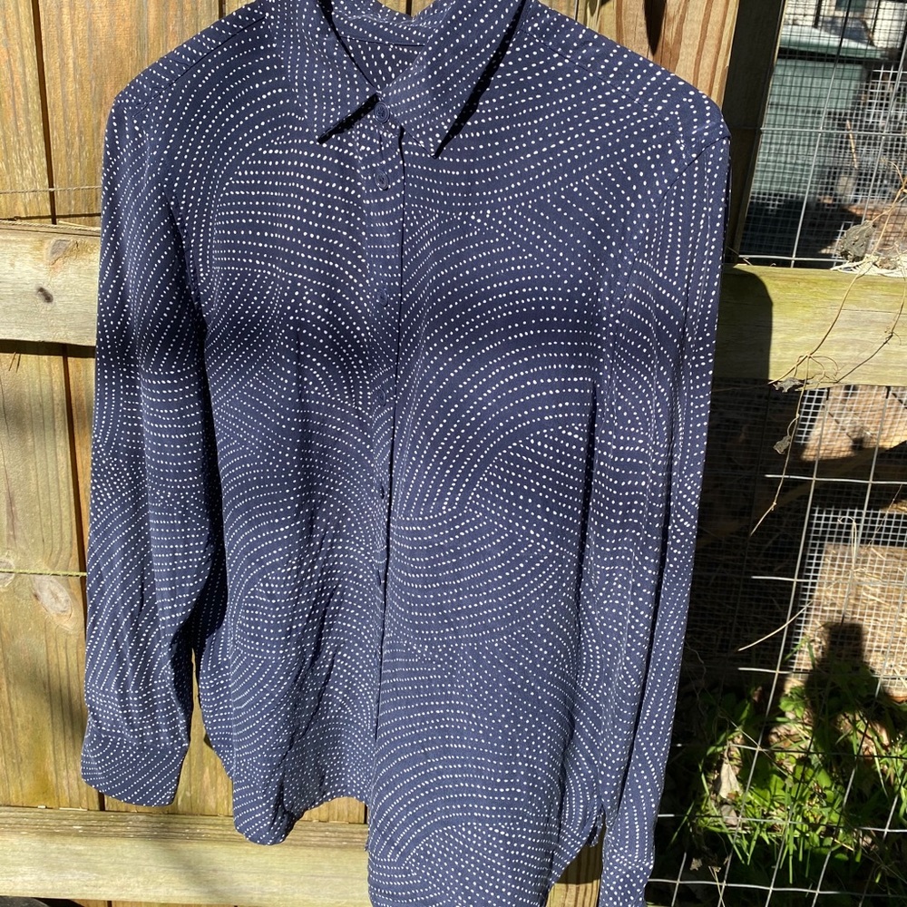 Equipment dark navy 100% silk blouse